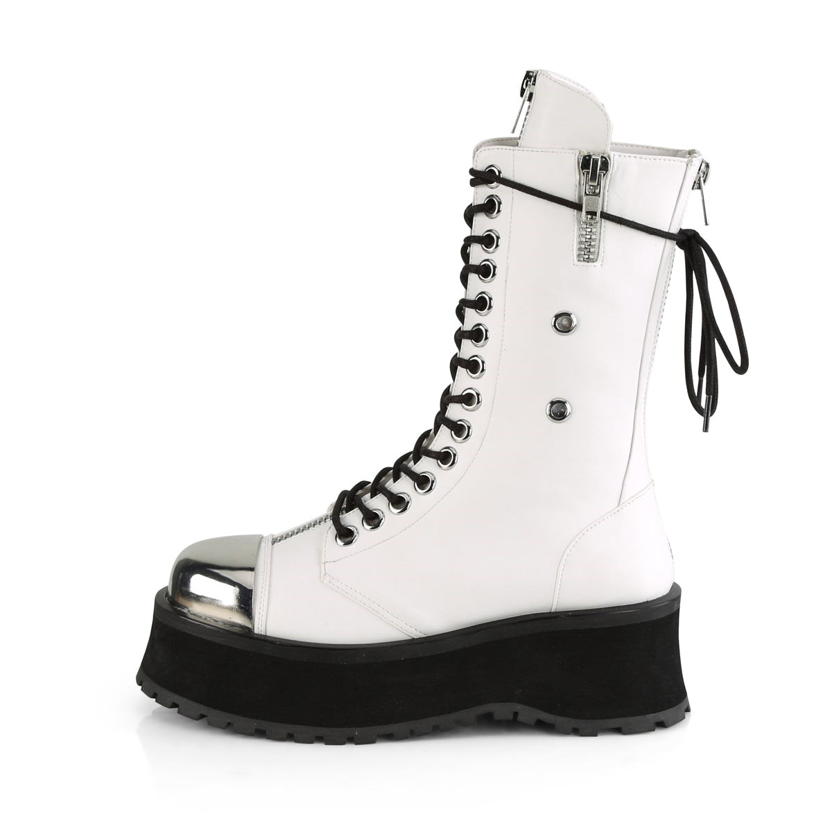 White Demonia Gravedigger-14 Vegan Leather Women's Ankle Boots | 45UKAX