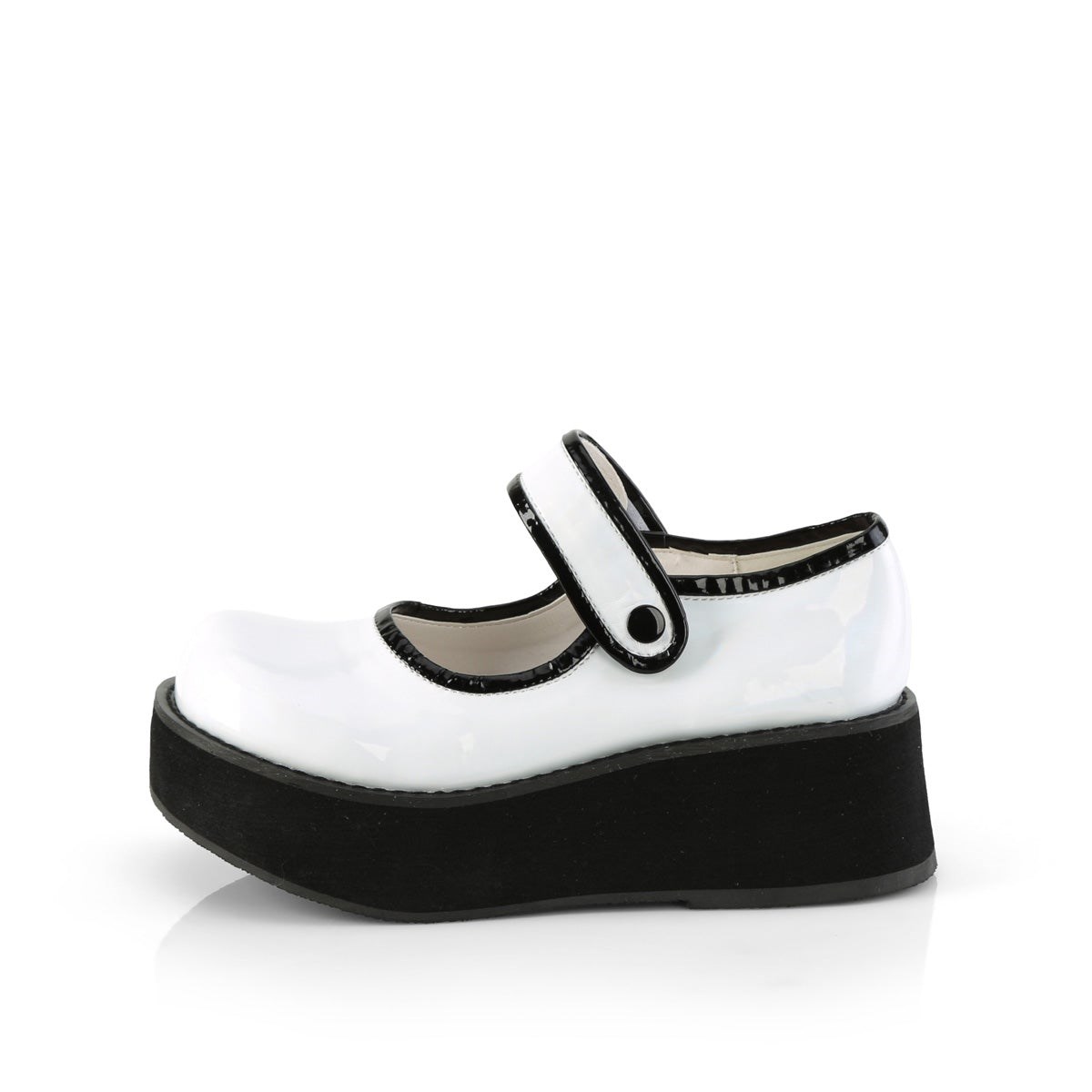 White Demonia Sprite-01 Holo Patent Women's Mary Jane Shoes | 58QKXO